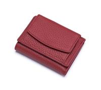 PEKJDS Mini Portefeuille en Cuir, Portefeuille en Cuir Souple pour Femmes, Portefeuille Court Pliable, Petit Portefeuille Compact à Trois Volets avec Poche à Monnaie de crédit blindé RFID (Wine Red)