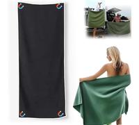 PEKJDS Serviette de Bain magnétique extérieure, Serviette de Bain en Microfibre Extra - Large 30 "x 75", Serviette de Plage Anti - Sable à séchage Rapide, Serviette de Plage Anti (Black)