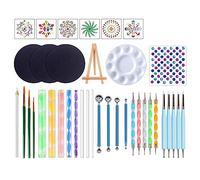 PEKKA Ensemble de 38 outils de peinture mandala - Pochoir de peinture à pois - Kit d'outils d'artisanat - Plateau et stylo pinceau