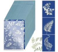 PEKKA Kit de Papier D'Art de Soleil de Papier de Cyanotype Bleu de 30 Feuilles, Papier D'Impression de Nature de Papier à Dessin Solaire pour des Travaux Manuels D'Arts D'Adultes D'Enfants