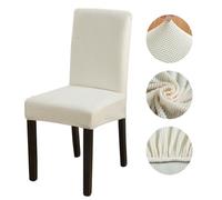 PEKMAR pièces Housse de Chaise Haute élasticité Housses de Chaise Jacquard Salle à Manger Cuisine Bureau Chaise de Salle à Manger Housses de Chaise, Treillis Blanc cassé, Un
