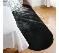 PEKMAR Tapis de Cheveux Ovale Ménage Chevet Pied Tapis Moelleux en Peluche Tapis Enfants Chambre Tapis Fausse Fourrure Tapis Blanc Gris, Noir, 80x150cm (31.5x59in)