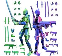 PEKOIU T13 Figurine articulée Set (Assemblage terminé), 3D Imprimé Figurines d'action Titan 13, Dummy 13 Lucky Robot Nova, décorants de Bureau pour Les Amateurs de Jeu Toys (Laser Bleu Violet)