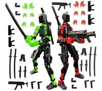 PEKOIU T13 Figurine articulée Set (Assemblage terminé), 3D Imprimé Figurines d'action Titan 13, Dummy 13 Lucky Robot Nova, décorants de Bureau pour Les Amateurs de Jeu Toys (Vert Rouge Noir)