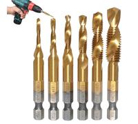 Pekoluta Kit de forets taraudeurs,Forets à ébavurer à queue hexagonale | Kit Perçage Fraisage Taraudage,pour les Métiers de la Métallerie, de l'Automobile, de la Menuiserie, du et des