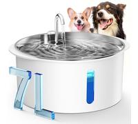 Pektaco Fontaine à eau pour chiens de grande taille, 7 l, en acier inoxydable, distributeur d'eau pour chien avec fenêtre de visualisation et LED, super silencieuse, filtres de rechange, facile à