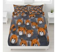 Pelage Panda Rouge Drap Housse Cartoon Mignon Antidérapants Animaux Rêve Amical Drap Housse Gris Drap de lit 30 cm pour Enfants & Adultes - 160 x 190 x 30