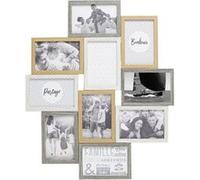AltoBuy Pêle-mêle 10 Cadres Photo Effet Bois Naturel Blanc et Gris - VASLIA