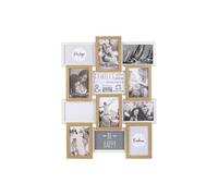 Pêle-mêle 12 Cadres Photo Effet Bois Naturel et Blanc -