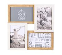 Pêle-mêle 4 Cadres Photo Effet Bois Naturel et Blanc