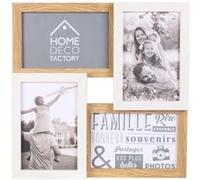 Pêle-mêle 4 Cadres Photo Effet Bois Naturel et Blanc
