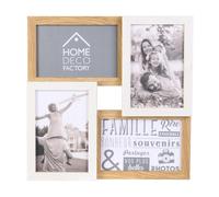 Home Deco Factory Cadre photo mural Pêle-Mêle 4 vues Bois et verre Beige
