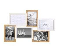 Pêle-mêle 6 Cadres Photo Effet Bois Naturel et Blanc - BATYIA - ALTOBUY Marron