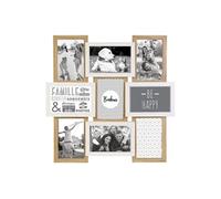 Pêle-mêle 9 Cadres Photo Effet Bois Naturel et Blanc - BATYIA -