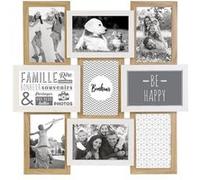 Pêle-mêle 9 Cadres Photo Effet Bois Naturel et Blanc - BATYIA - ALTOBUY Marron