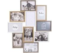 Pêle-mêle bois et blanc photos 10 x 15 cm Family 10 photos Beige G
