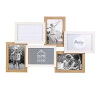 Pêle-mêle bois et blanc photos 10 x 15 cm Family 6 photos Beige G