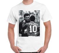 Pele Pays Tribute Hero Muhammed Ali Clay Vintage Cool Retro T Shirt White Colour22 M