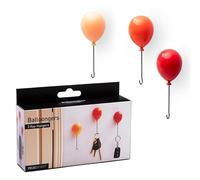 PELEG DESIGN Balloongers Porte Clé Mural - Lot de 3 Accroche Clés Muraux Décoratifs en Forme de Ballon - Crochet Mural Adhésif ou Aimanté pour Réfrigérateur - Cadeau Maison
