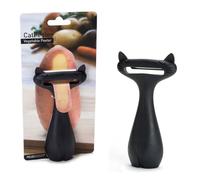 PELEG DESIGN CatPeeler Éplucheur Chat - Économe Rigolo pour Légumes et Fruits, Épluche-Légumes Design avec Lame en Acier Inoxydable, Accessoire de Cuisine Original et Idée Cadeau pour Chat (Noir)