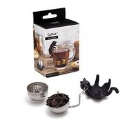 PELEG DESIGN Cattea Infuseur à Thé Chat - Boule à Thé Originale en Acier Inoxydable pour Thé en Vrac, avec Support Antigoutte, Idée Cadeau Insolite pour Amateurs de Thé et Chats, Noir
