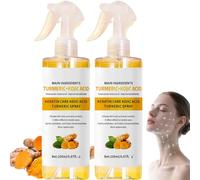 Peler shot kératine soins kojic acide curcuma spray 200 ml, kojic acide curcuma body spray, Soupche exfoliant le visage et le gommage corporel, hydratation doucement de la peau (2Pcs)