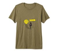 Pèlerin avec pétoncle et Signe du Chemin de Saint-Jacques T-Shirt Haut de Gamme