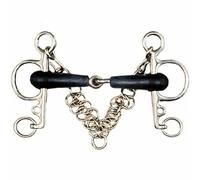 Pelham pour cheval brisé en inox et caoutchouc avec gourmette Tattini Argenté 12 cm