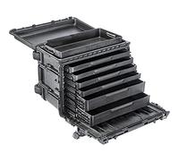 PELI 0450 Boîte à Outils Professionnelle résistante avec 6 tiroirs Peu Profonds et 1 tiroir Profond Amovibles, capacité de 47 litres, fabriquée aux États-Unis, Couleur : Noir