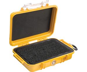PELI 1020 petit boîtier de protection étanche, IP67, étanche à l'eau et à la poussière, capacité de 0,5L, fabriqué aux États-Unis, doublure jaune/noir