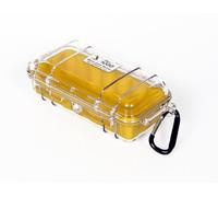 PELI 1030 micro boîtier de protection pour petits appareils sensibles, IP67 étanche et résistant à l'eau, fabriqué aux États-Unis, capacité de 0,6L, doublure transparente/jaune