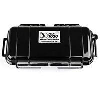 PELI 1030 valise micro étanche pour petits objets personnels, IP67 étanche à l'eau et à la poussière, capacité de 0,6L, fabriquée aux États-Unis, doublure noire/noire