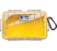 Peli 1050 Petite Valise de Protection D’Extérieur pour Effets Personnels, IP67 éTanche à L’Eau ET à la Poussière, Capacité de 1L, Fabriquée Aux éTats-Unis, Doublure Transparente/Jaune