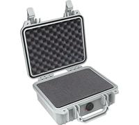 PELI 1200 valise étanche pour caméra professionnelle, IP67, étanche à l'eau et à la poussière, capacité de 4L, fabriquée aux États-Unis, avec insert en mousse personnalisable, couleur: argentée