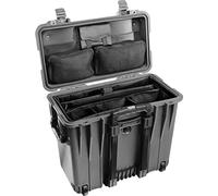 PELI 1440 valise de protection à chargement par le haut avec séparateurs de bureau rembourrés réglables et organiseur de couvercle, étanche IP67, capacité de 34L, fabriquée aux États-Unis, noire
