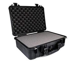 PELI 1500 valise de protection étanche, indice de protection IP67, capacité de 19L, fabriquée en Allemagne, avec insert en mousse personnalisable, couleur: noire