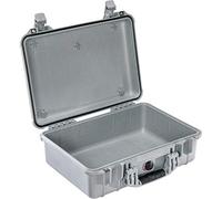 PELI 1500 valise de transport résistante aux chocs, IP67 étanche à l'eau et à la poussière, capacité de19L, fabriquée en Allemagne, sans mousse, couleur: argentée