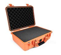 PELI 1500 valise étanche pour caméra , conforme à la norme IP67, capacité de 19L, fabriquée en Allemagne, avec insert en mousse personnalisable, couleur: orange