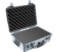 PELI 1500 valise résistante aux chocs pour équipements fragiles, IP67 étanche à l'eau et à la poussière, capacité de 19L, fabriquée en Allemagne, avec insert de mousse personnalisable, argentée