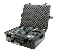 PELI 1600 conteneur résistant aux chocs, IP67 Étanche à l'eau et à la poussière, capacité de46L, fabriqué en Allemagne, avec insert en mousse personnalisable, noir