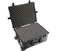 PELI 1610 Large valise de protection à roulettes, étanche à l'eau et à la poussière IP67, capacité de 62L, fabriquée en Allemagne, avec insert en mousse personnalisable, couleur: noire