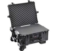 PELI 1610M valise de transport tout-terrain avec roues robustes, étanche à l'eau et à la poussière IP57, capacité de 63L, fabriquée aux États-Unis, avec insert en mousse personnalisable, noire