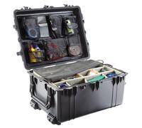 PELI 1630 valise de transport avec roues et poignées robustes, étanche à l'eau et à la poussière IP67, capacité de 148L, fabriquée aux États-Unis, avec séparateur rembourré, couleur: noire