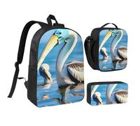 Pelican Bird Lot de 3 sacs à dos avec trousse à crayons pour voyage, travail, camping Unisexe