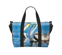 Pelican Bird Sac de voyage à bandoulière pour homme et femme Motif oiseaux Bleu ciel, noir, One Size