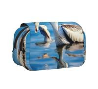 Pelican Bird Trousse à crayons avec fermeture éclair pour bureau et maison Motif oiseaux Bleu ciel, Noir/blanc, One Size, Morden