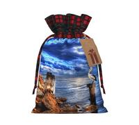 Pelican Birds Blue Sea Sky Print Sacs à bonbons de Noël, sacs à cordon de serrage, sacs à cordon de serrage