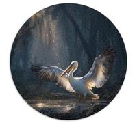 Pélican Blanc géant dans la forêt Sombre || Puzzles Amusants en Famille 1000pcs (67.5x67.5cm) Adultes