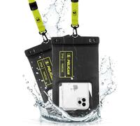 CASE-MATE Pelican Marine Lot de 2 Pochettes étanches IP68 (Taille XL) - Coque Flottante pour téléphone - iPhone 14 Pro Max/13 Pro Max/12 Pro Max/11/S23 Ultra/Pixel 7 - Cordon Amovible - Noir/Jaune