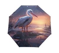 Pélican des Neiges Oiseau Anime Parapluie Pliant Enfant Garçons Filles Automatique Protection UV Parapluies Coupe-Vent pour Voyager